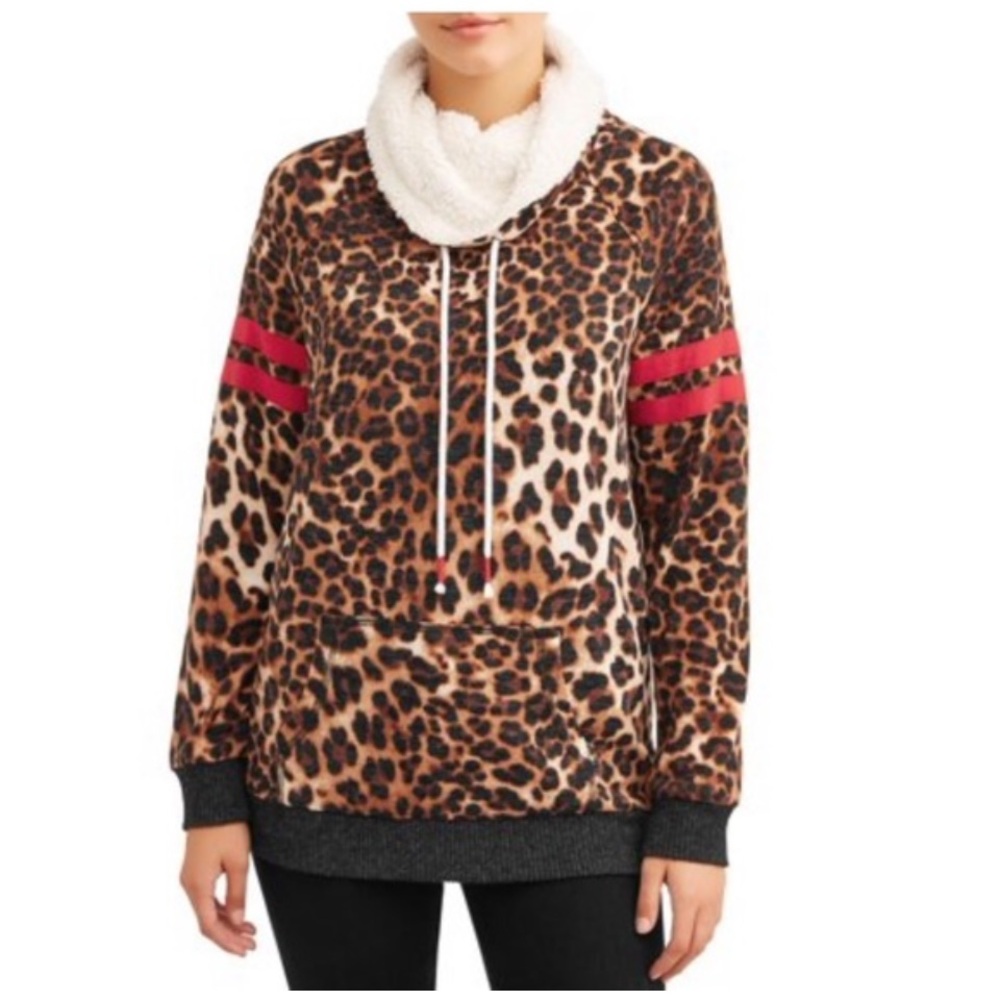 No Boundaries Leopard Print Fleece Pullover